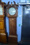 Samuel Hill of Sheffield, Georgian oak and mahogany cased longcase clock with broken arch pediment