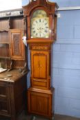 Joseph Kern, Swansea, 19th century longcase clock with painted arched dial with Roman numerals,