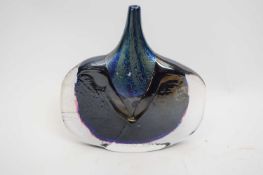 Irridescent studio glass vase with polychrome design, the base signed Timothy Harris, Isle of