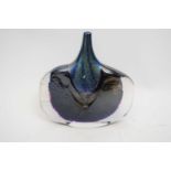 Irridescent studio glass vase with polychrome design, the base signed Timothy Harris, Isle of