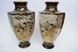 Large Pair of Satsuma Kinkozan Style Vases