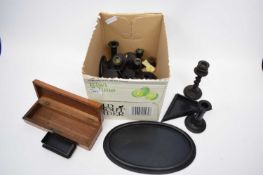 Box containing quantity of lacquer and wooden items