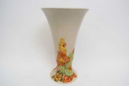 Clarice Cliff vase of flared shape decorated in relief with foxgloves and other flowers, 30cm high