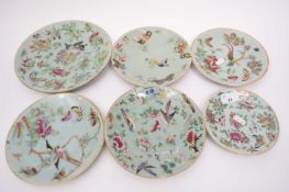 Quantity of Cantonese plates, various sizes, all with typical designs