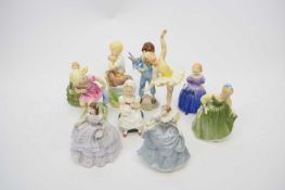 Group of Royal Doulton and Royal Worcester Days of the Week figures designed by Doughty (qty)