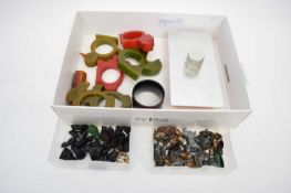 Box containing quantity of miniature shoes, chrome plated desk blotter etc
