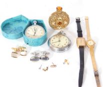 Mixed lot to include ladies wrist watches, scent bottle, Ingersoll pocket watch, etc