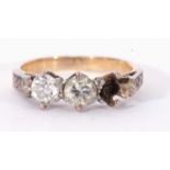 Antique two-stone diamond ring featuring two round old cut diamonds (one missing) of 0.20ct each