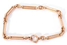 Trombone link chain with later metal ring clasp, tested for 9ct gold, 23cm long, g/w 11.4gms