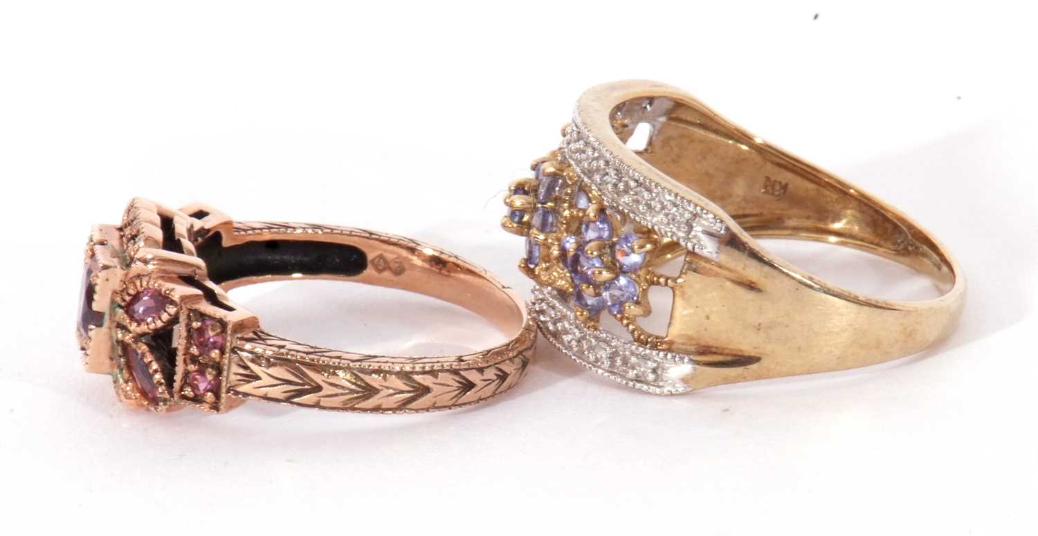 Two modern 9ct gold coloured stone dress rings, g/w 6.6gms - Image 3 of 9