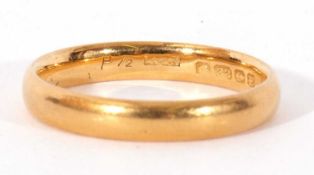 22ct gold wedding ring, Birmingham 1929, 4.2gms, size P