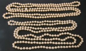 Mixed Lot: two long rows of simulated pearls