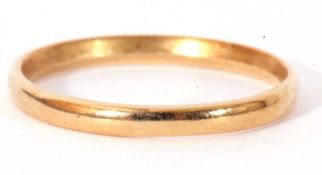 Thin wedding band, 1.8gms, size S, unmarked, tested for 18ct gold