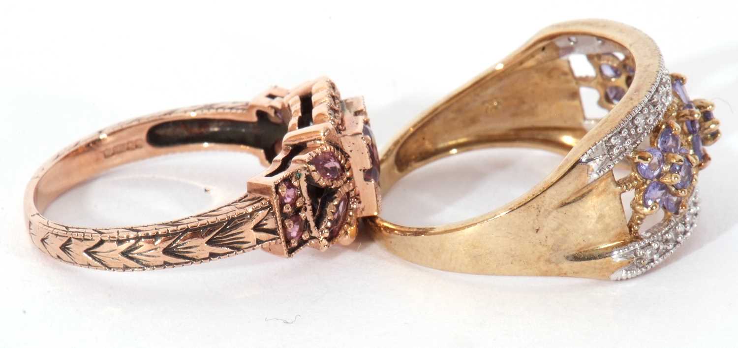 Two modern 9ct gold coloured stone dress rings, g/w 6.6gms - Image 5 of 9