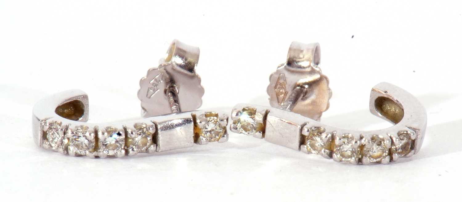 Pair of diamond set half hoop earrings, each set with five small single cut diamonds, post fittings, - Image 3 of 4