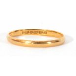 22ct gold wedding ring, of plain polished design, Birmingham 1953, 2.0gms, size S