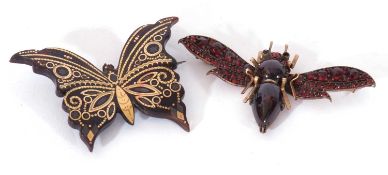 Mixed Lot: antique Pique butterfly brooch, 6 x 4cm, together with a vintage Bohemian style flying