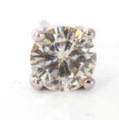 Single diamond set stud earring, featuring a round brilliant cut diamond, 0.45ct approx