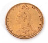 Victorian gold sovereign dated 1890