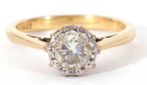 Single stone diamond ring, a round brilliant cut diamond 0.45ct approx, in an illusion setting,