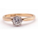 Single stone diamond ring, a round brilliant cut diamond, 0.50ct approx, multi-claw set and raised