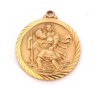 9ct gold St Christopher pendant, 25mm diam, g/w 8.5gms