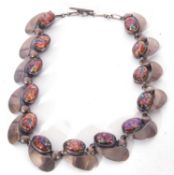 Vintage Danish 'COF' necklace made by Carl Ove Frydensberg, sterling and iridescent glass bead