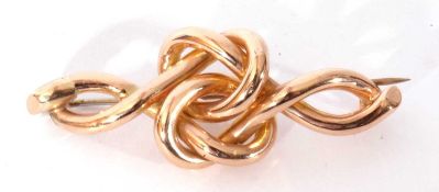 Victorian gold lovers knot brooch, 5cm x 2cm, 5.7gms g/w (a/f)