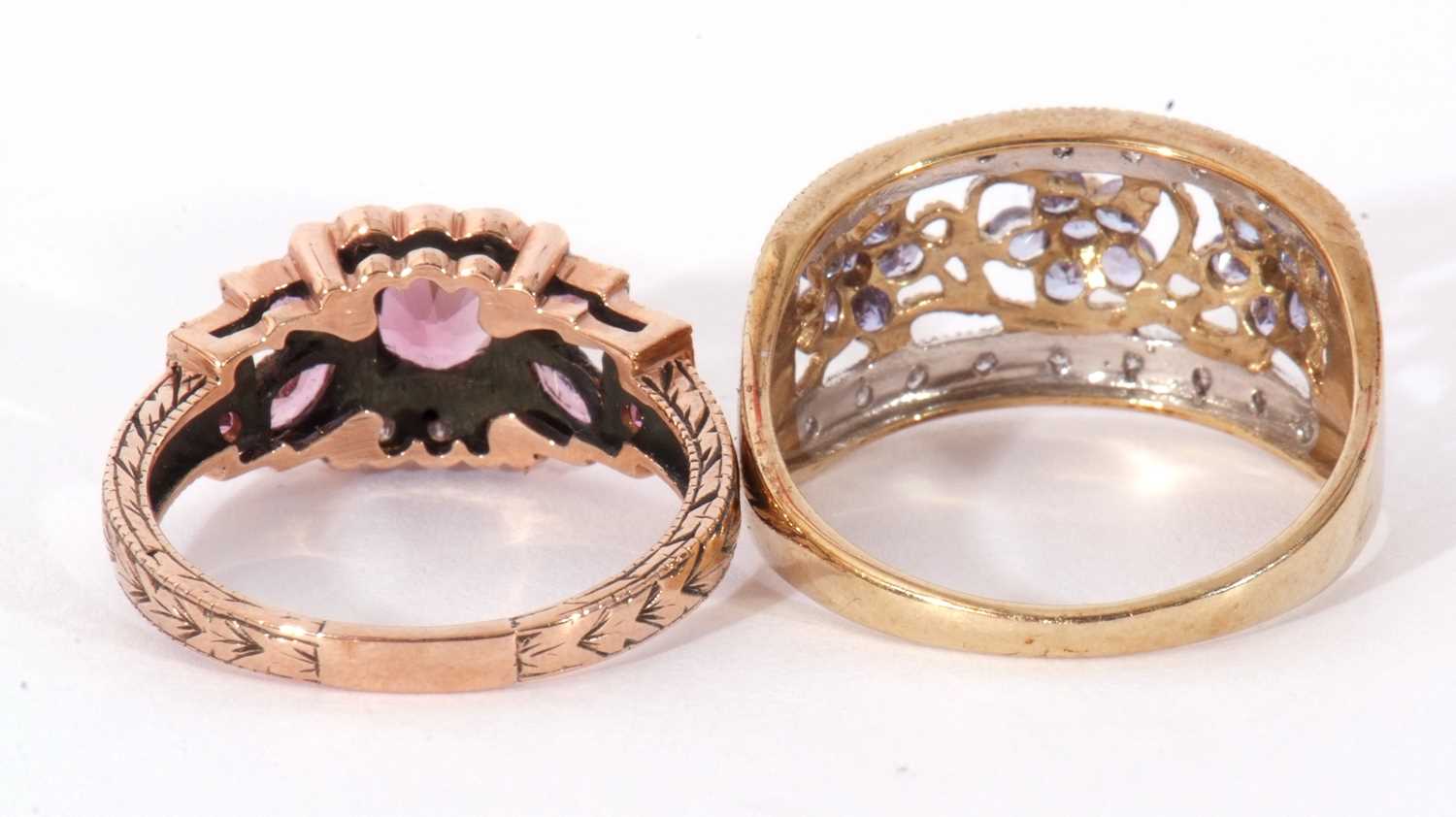 Two modern 9ct gold coloured stone dress rings, g/w 6.6gms - Image 4 of 9