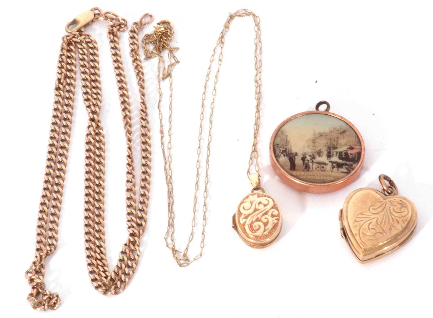 Mixed Lot: 9ct gold heart locket, an oval locket suspended from a 375 stamped chain, an Italian - Image 2 of 2