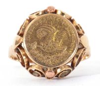 Hungarian St George token ring in a 585 stamped ring mount, 4.5gms g/w, size R