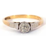 Single stone diamond ring featuring an old cut diamond, 0.15ct approx, in an illusion setting,