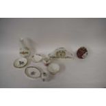 AYNSLEY 'WILDFLOWER' MANTEL CLOCK, SMALL DERBY POSIES PIN DISH, VARIOUS OTHER SMALL PIN DISHES,