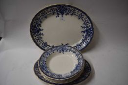 QUANTITY OF OXFORD BLUE AND WHITE PATTERN MEAT PLATES AND BOWLS