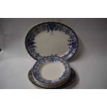 QUANTITY OF OXFORD BLUE AND WHITE PATTERN MEAT PLATES AND BOWLS