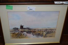 (British, contemporary) Halvergate, November, watercolour, indistinctly signed, 7x10ins, framed