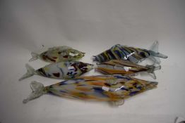 FIVE MURANO GLASS FISH
