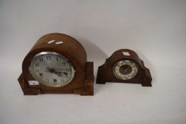 TWO OAK CASED MANTEL CLOCKS