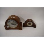 TWO OAK CASED MANTEL CLOCKS