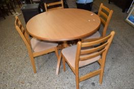 MODERN PEDESTAL KITCHEN TABLE AND FOUR CHAIRS