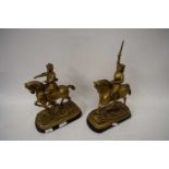 PAIR OF PAINTED SPELTER MODELS OF KNIGHTS ON HORSEBACK