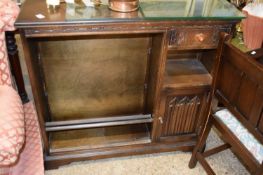 REPRODUCTION DARK OAK BOOKCASE CABINET WITH GLAZED DOORS