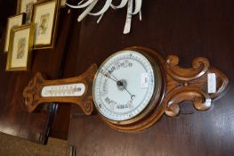 LATE VICTORIAN ANEROID BAROMETER AND THERMOMETER COMBINATION