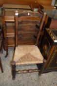 19TH CENTURY RUSH SEATED AND LADDERBACK CHAIR