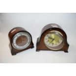 TWO WOODEN CASED DOME TOP MANTEL CLOCKS TO INCLUDE SMITHS