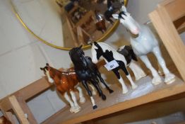 BESWICK MODEL BLACK BEAUTY TOGETHER WITH THREE MODERN JOHN BESWICK MODEL HORSES