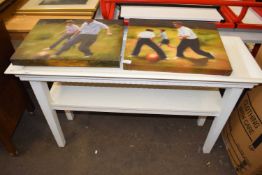 MODERN WHITE PAINTED SIDE TABLE WITH BASE SHELF