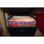 BLACK BOX CONTAINING 103 MIXED SINGLES - 1950S, 1960S, 1970S, 1980S