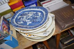 LARGE COLLECTION OF MIXED MEAT PLATES TO INCLUDE A BERLIN FLORAL DECORATED EXAMPLE, A VICTORIAN