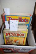 BOX OF VINTAGE CHILDRENS ANNUALS TO INCLUDE PLAYBOX 1944 AND 1945 PLUS TINY TOTS AND THE CHICKS